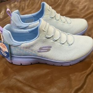 Skechers Women's Summits Slip On Pastel Purple/Blue Sneakers NWT